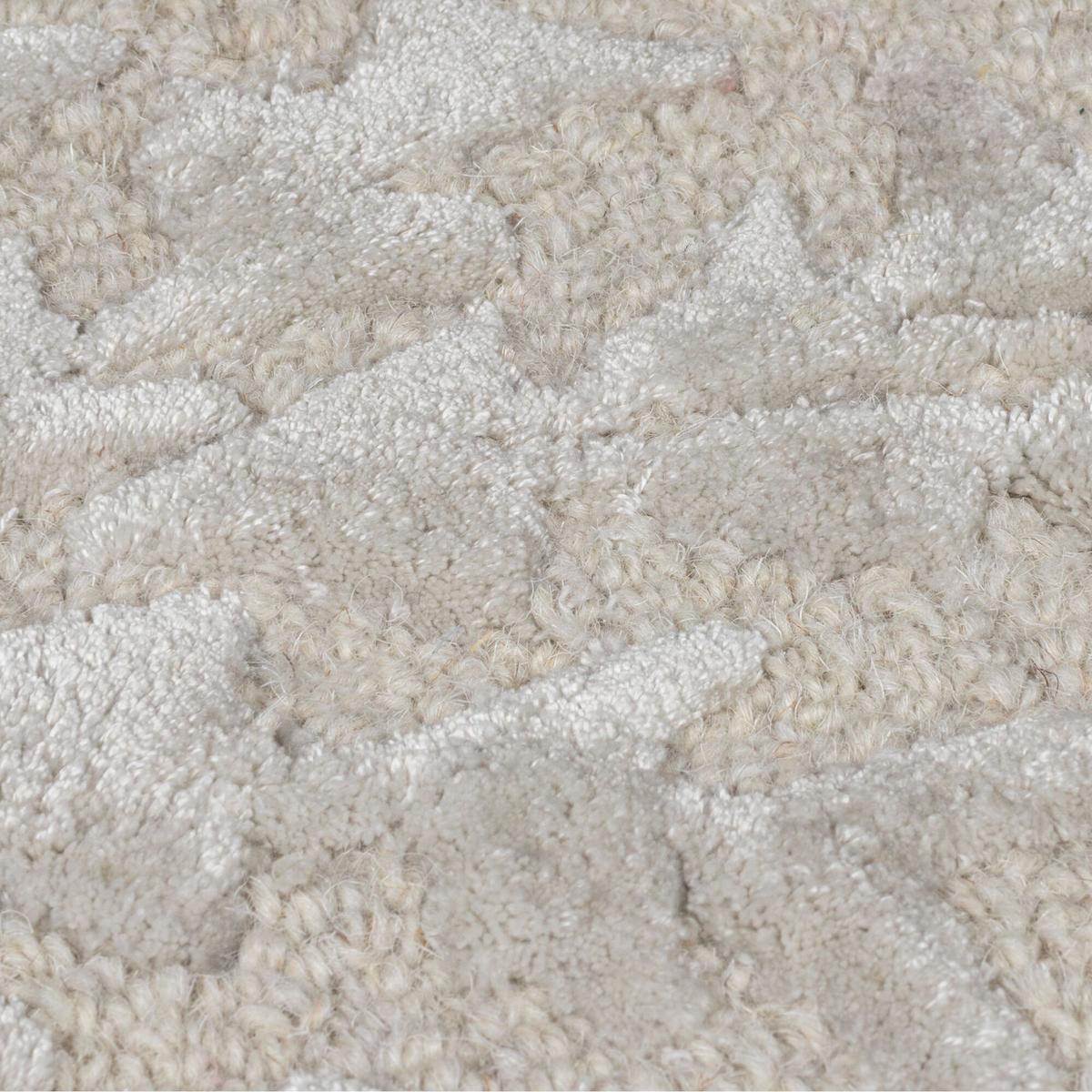 WOLLTEPPICH GLEN, Seidiger Glanz Blätter, Hellgrau, 200 x 290 cm - Grau, Textil (290/200cm) - KADIMA DESIGN