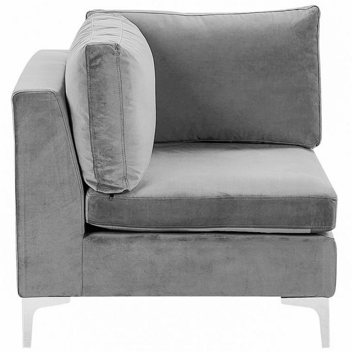 3-SITZER-MODULSOFA Samtstoff grau mit Metallbeinen Evja - Grau, Textil (235/84/85cm) - Beliani