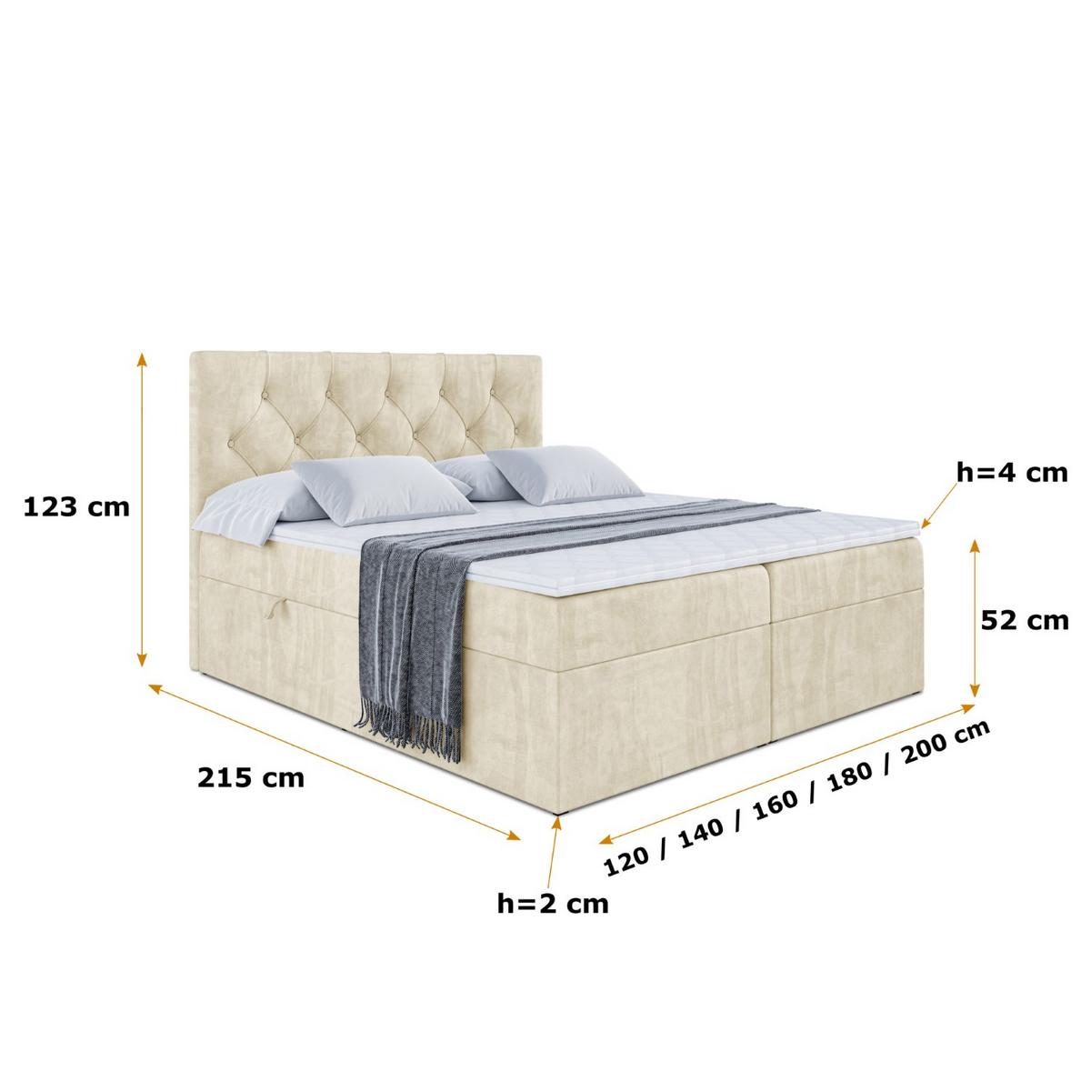 BOXBETT mit Matratze H4 und Lattenrost - MIRAGE - 180x200 - H4 - Beige - Beige, Holzwerkstoff (180/200cm) - ALTDECOR