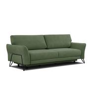 SOFA LOREM 3-Sitzer mit Schlaffunktion, grün - Schwarz/Grün, Holz/Textil (232/90/107cm) - Wozimo