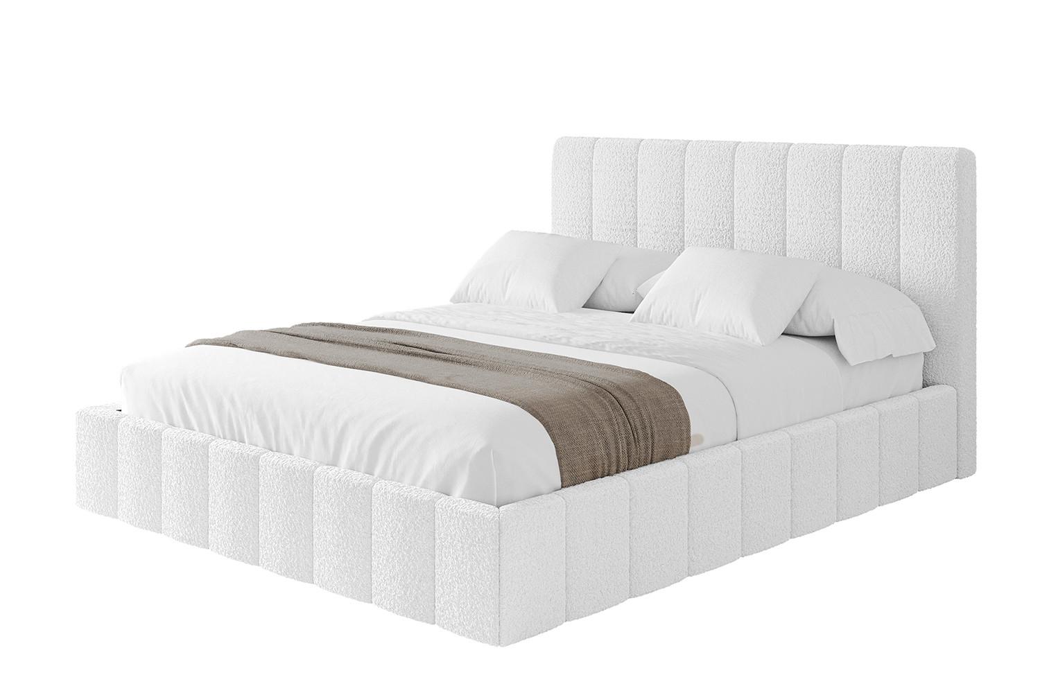 POLSTERBETT mit Bettkasten und Lattenrost, Bett mit Matratze H3/H4 - FINO 180x200 Weiß - Weiß, Holzwerkstoff/Textil (180/200cm) - ALTDECOR