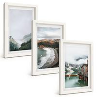 BILDER SET 3er Set - 20x30 cm Weißer Rahmen - Berge, Strand, Wolken, Wasser - Weiß, Kunststoff (20/30cm) - TULUP