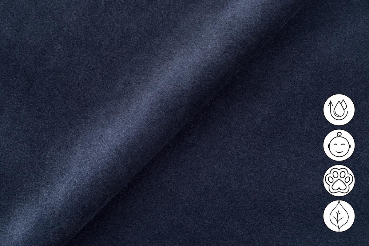 SOFA RELAX FIERO 3-Sitzer, Marineblauer Veloursstoff - Blau/Schwarz, Holz/Textil (212/82/103cm) - Courtois Laville