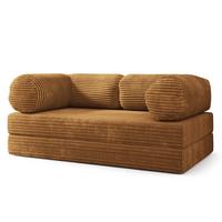 BETTSOFA ALVIO aus Schaumstoff Kordstoff Orange Schlaffunktion - Orange, Textil (170/68/80cm) - MASSENO