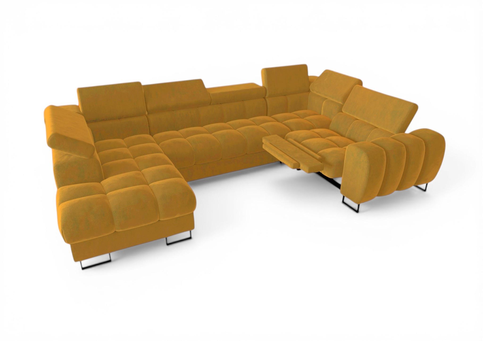 WOHNLANDSCHAFT Bastien Relax - Gelb, Holzwerkstoff/Textil (198/95/350cm) - Fun Möbel