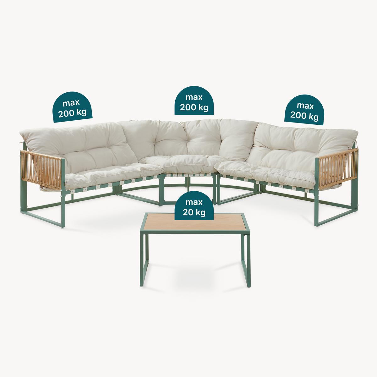 GARTENMÖBEL-SET 4 TLG. Karg - Eichefarben/Beige, Kunststoff/Metall - casa.pro