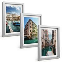 BILDER SET 3er Set - 20x30 cm Silberner Rahmen - Architektur der Kanäle von Venedig - Silberfarben, Kunststoff (20/30cm) - TULUP