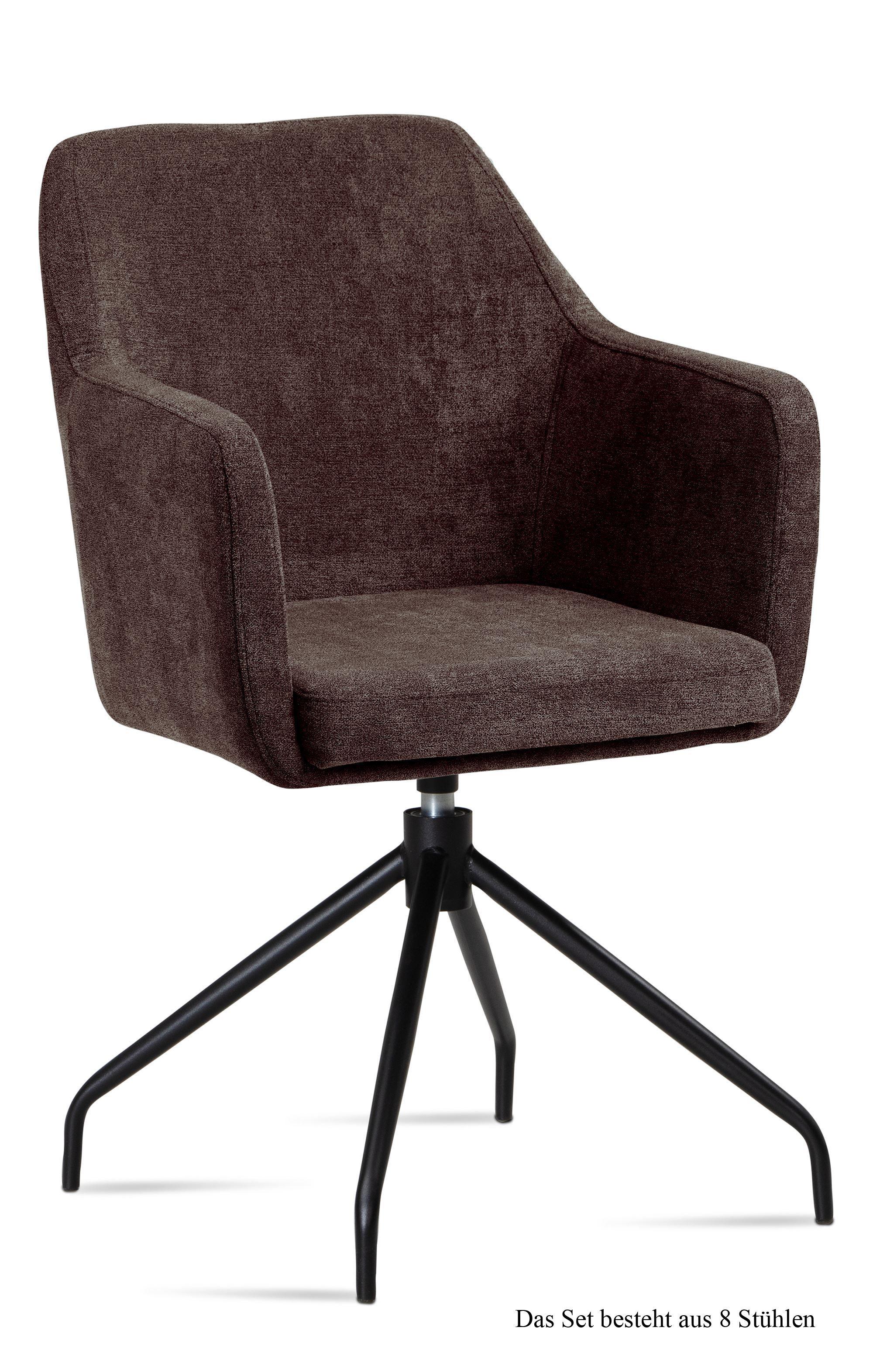 ARMLEHNSTUHL drehbar (8er-Set) Donnie 57x87x60 Schwarz/Braun - Schwarz/Braun, Kunststoff (60/87/57cm) - 58aufmkessel