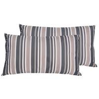 GARTENKISSEN 2er-Set dunkelblau/beige gestreift 40/70 cm Kastos - Hellbraun, Textil (40/70cm) - Beliani