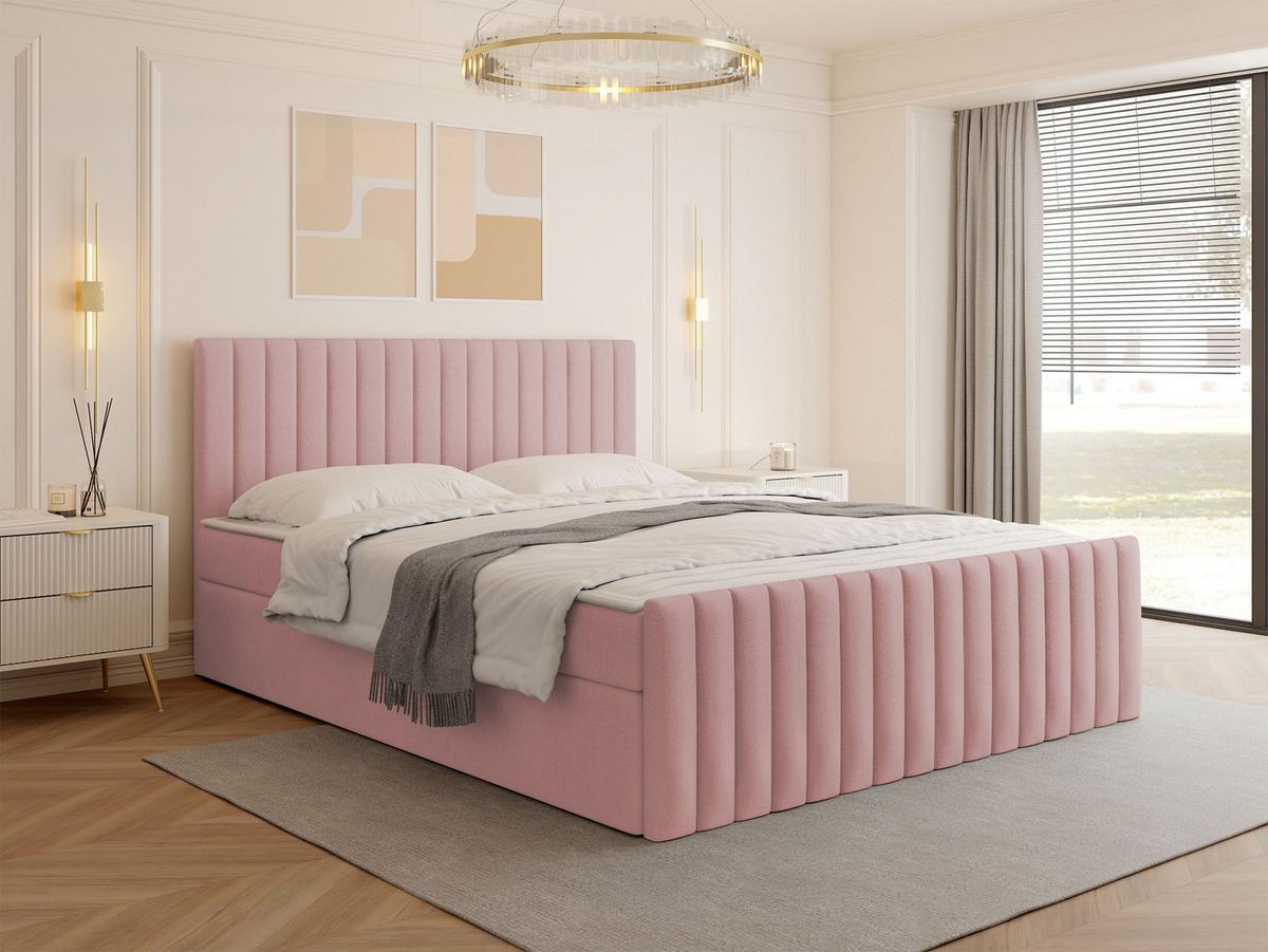 BOXBETT Tirulo Fix - H3 - Hellrosa/Schwarz, Holzwerkstoff/Kunststoff (160/200cm) - MIRJAN24