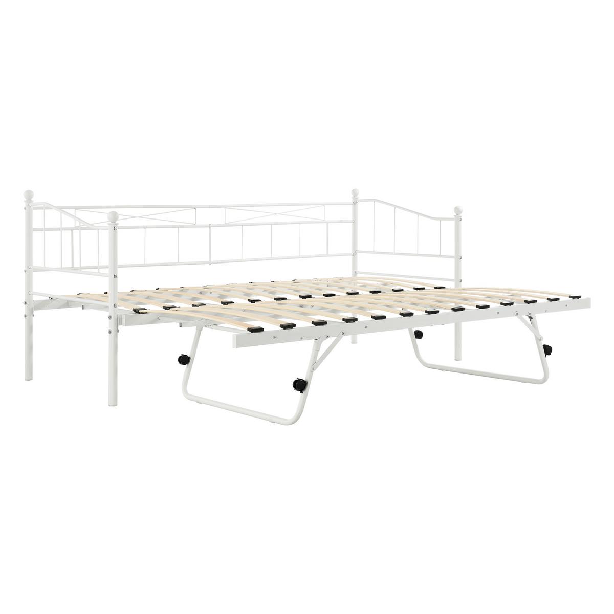TAGESBETT Skutskär - Weiß, Metall (90/200cm) - [en.casa]