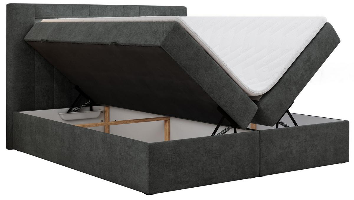 BOXBETT GOLD-5 LED 140/200 Dunkelgrau Struktur - H3 - Dunkelgrau, Holz/Textil (140/200cm) - MKS
