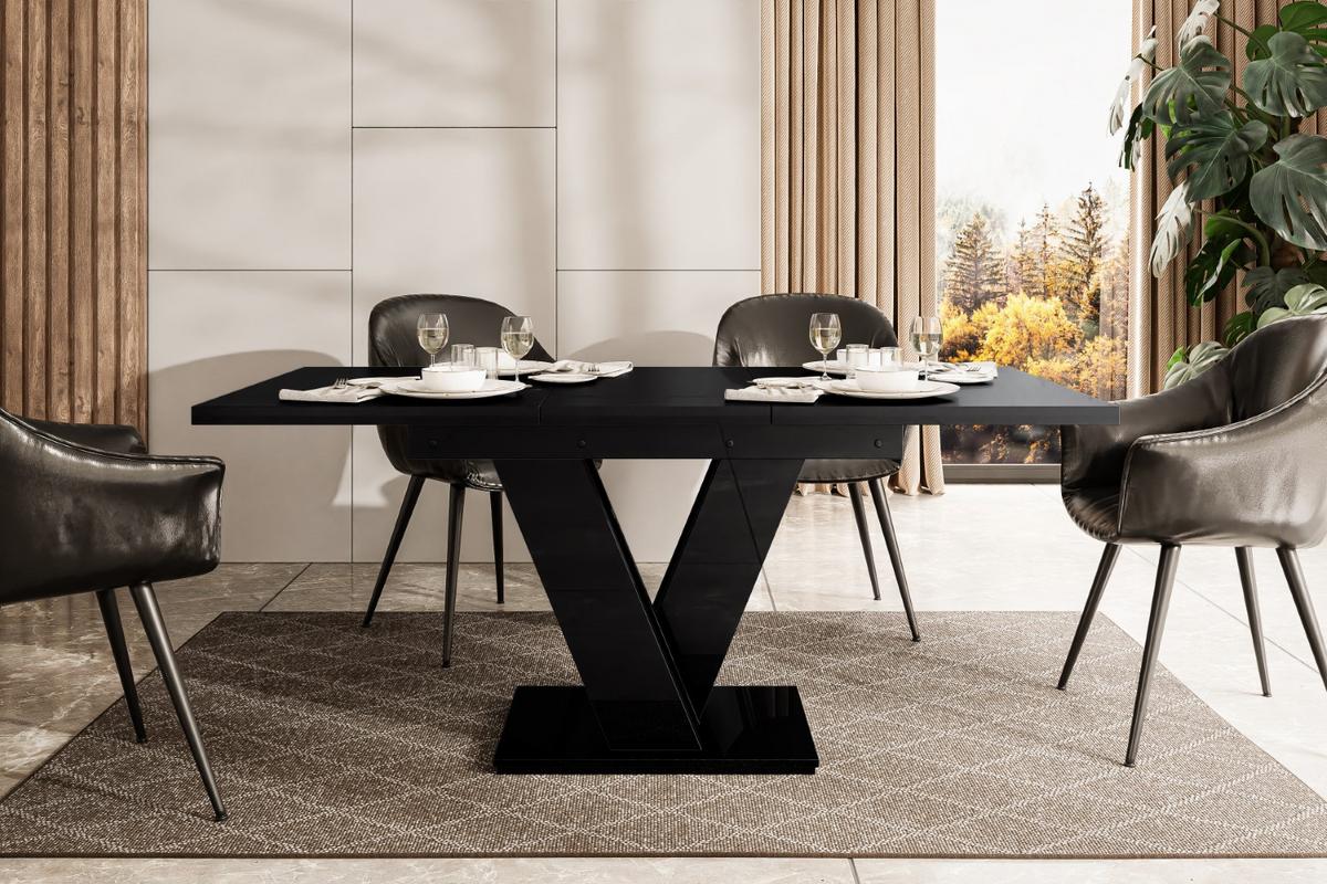 ESSTISCH ausziehbar 120 -160x80x75 cm - Hochglanz Schwarz - ASIV - Schwarz Hochglanz, Holzwerkstoff (120/80/75cm) - ALTDECOR