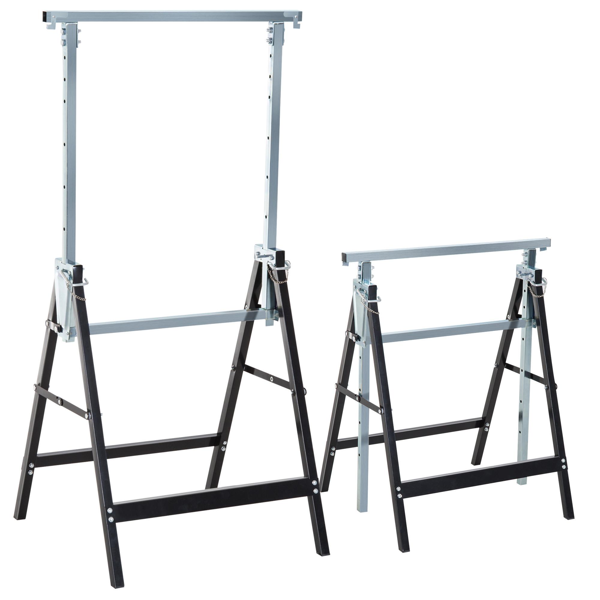 UNTERSTELLBOCK, 2 x Gerüstbock, Schwarz - Schwarz, Metall (68/58/130cm) - HOMCOM