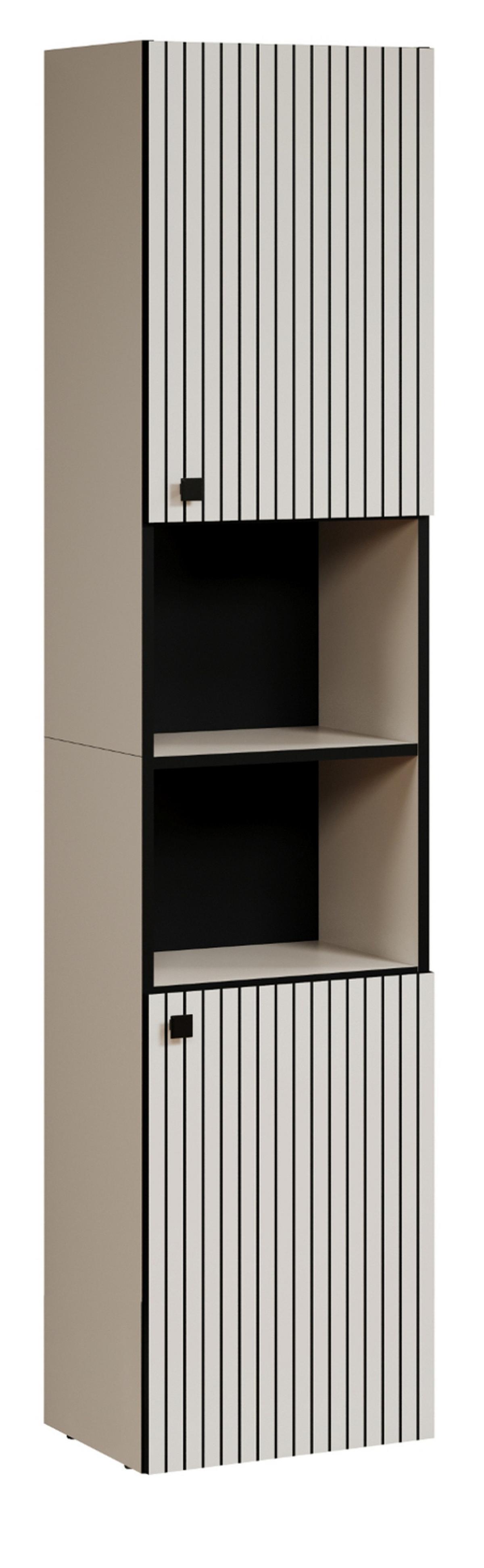 HOCHSCHRANK Kaschmir, grau 40 x 186 cm, Badschrank 2-türig - Kaschmir/Schwarz, Holzwerkstoff/Metall (40/186/31cm) - Top.Furn