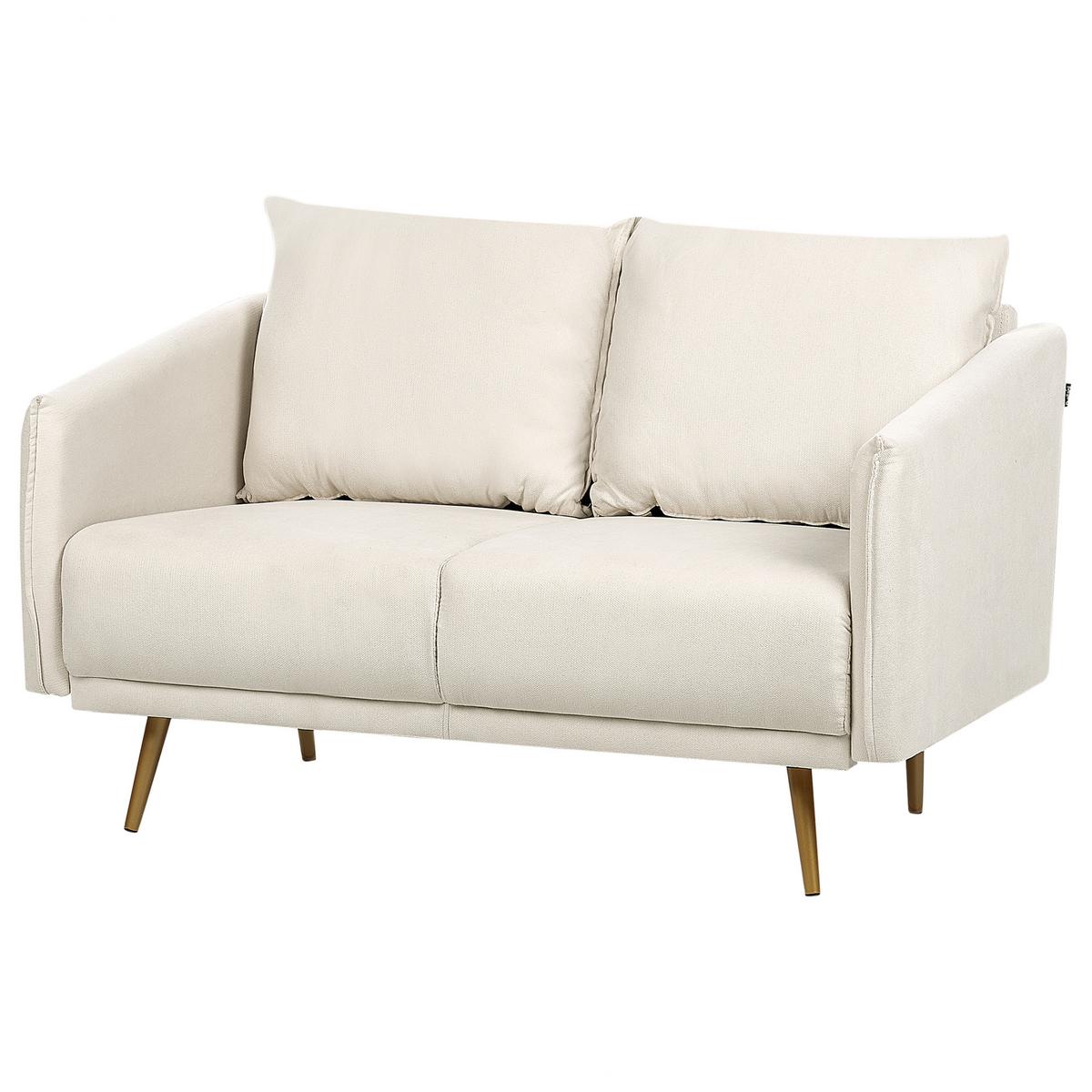2-SITZER-SOFA beige mit goldenen Beinen Maura - Beige/Goldfarben, Textil (130/83/78cm) - Beliani