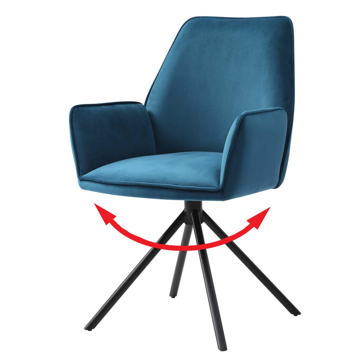 ESSZIMMERSTUHL Türkis, Schwarz - Türkis/Blau, Textil (60/86/60cm) - MCW