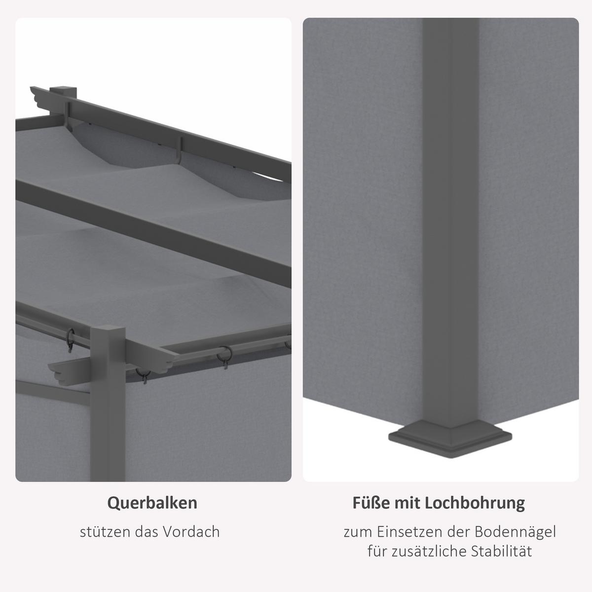 PERGOLA Stahl Alu Polyester Dunkelgrau - Dunkelgrau, Metall (295/230/297cm) - Outsunny
