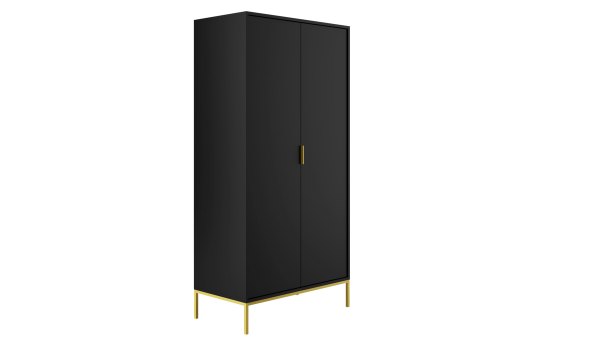 DREHTÜRENSCHRANK Austin - Goldfarben/Schwarz, Holzwerkstoff (55/205/100cm) - RAUMHIRSCH FURNITURE