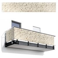 BALKON-SICHTSCHUTZ Ziegel - Wand - Licht - Weiß Groß 500x85 cm - Creme, Kunststoff (500/85cm) - MuchoWow