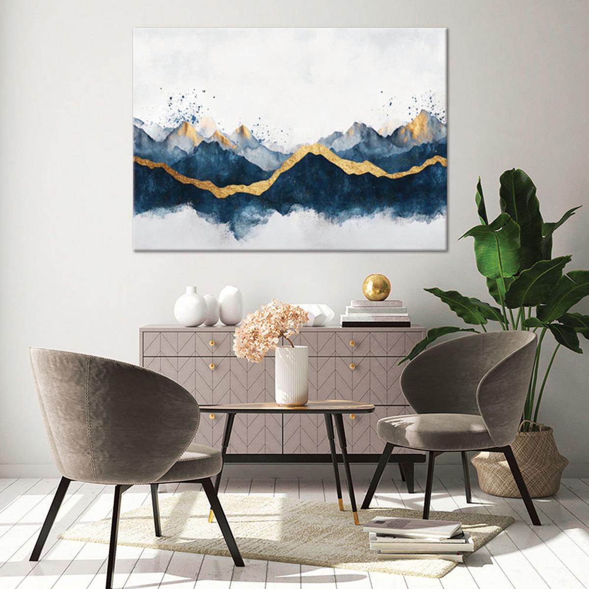 WANDBILD abstraktes goldblau modern - Blau, Textil (60/40cm) - Feeby