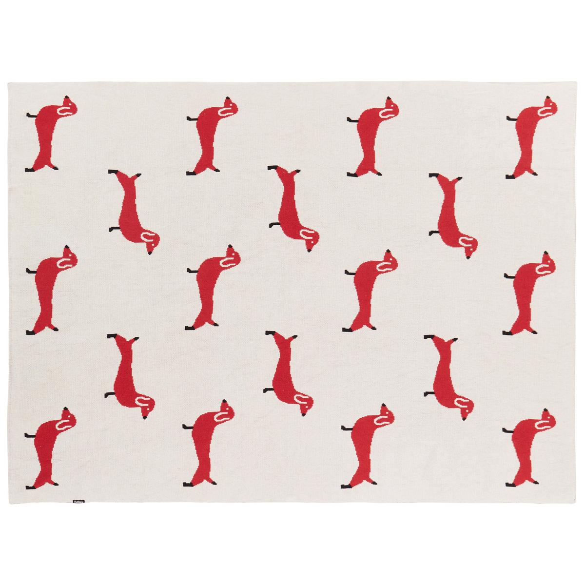 KUSCHELDECKE Baumwolle 130/170 cm Beige Reerh - Beige/Rot, Textil (130/170cm) - Beliani