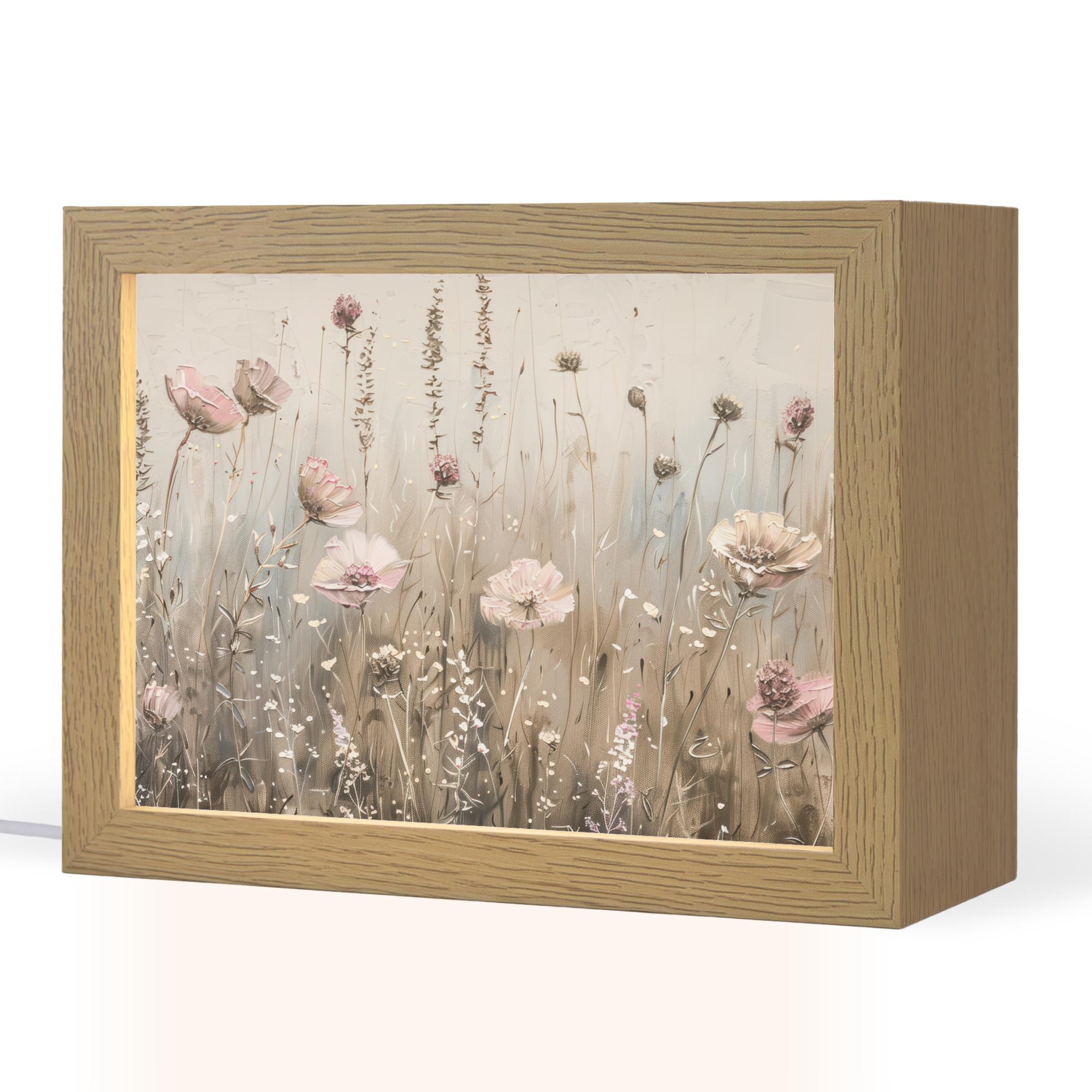 TISCHLEUCHTE Blumen - Rosa - Modern - Beige Nachtlampe 20x15 cm - Akaziefarben, Holzwerkstoff (8/20/15cm) - OnlyWow