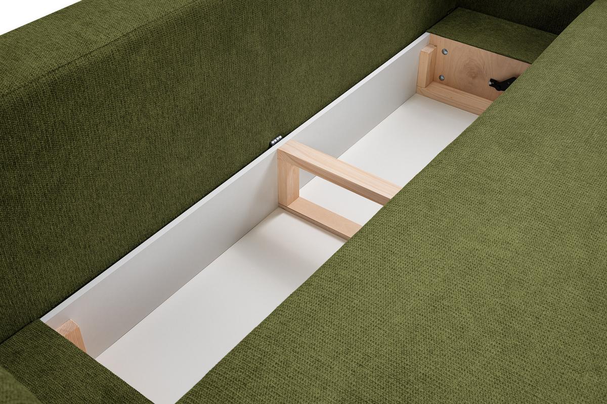 BETTSOFA AMICO Grün Geflochtener Stoff mit Schlaffunktion - Grün, Holz (238/86.5/101cm) - MASSENO