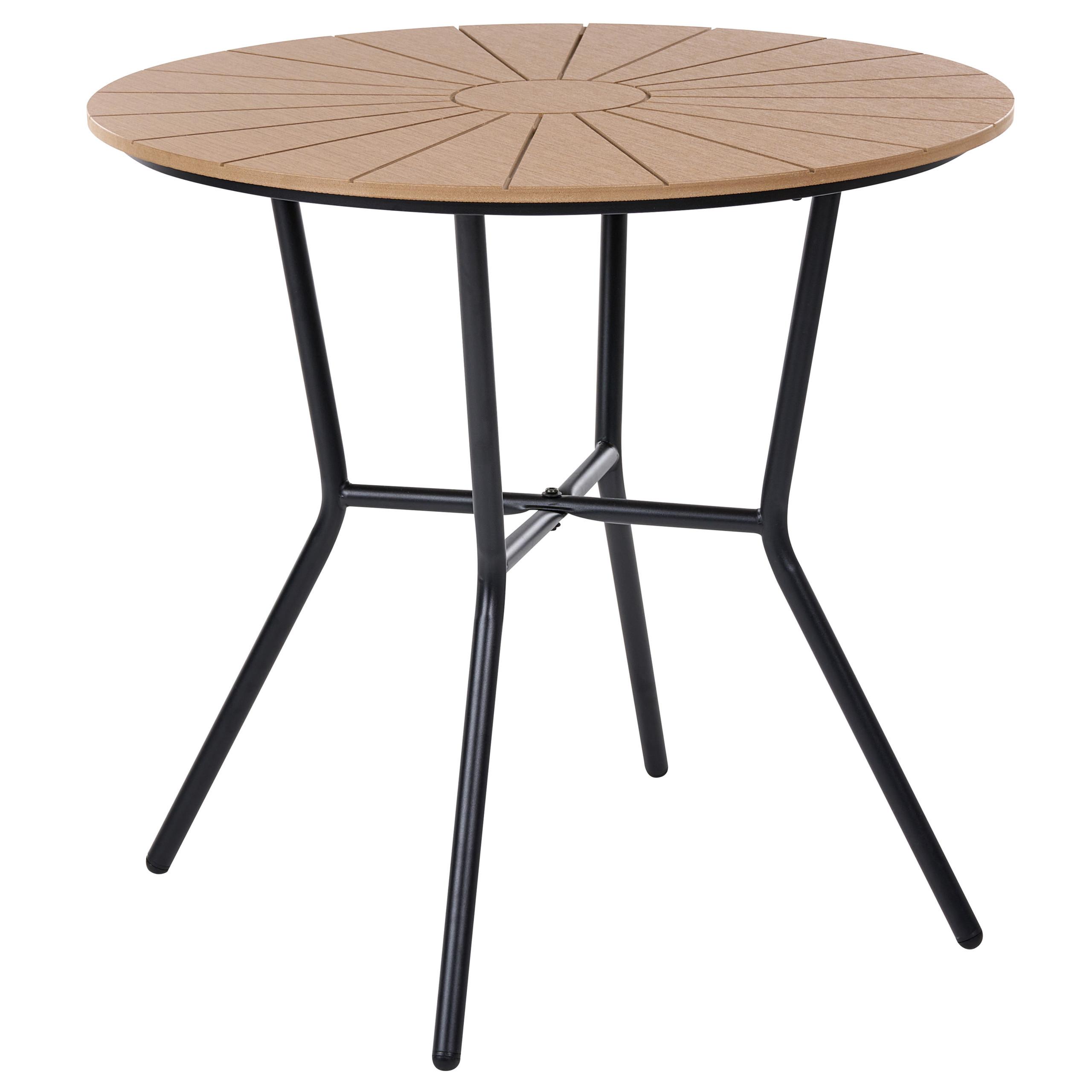 GARTENTISCH 80/80 cm Metall Schwarz Linosa - Schwarz/Braun, Metall (80/80/76cm) - Beliani