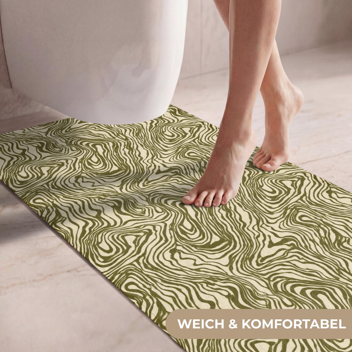 WC-VORLEGER Abstrakt - Marmor - Grün Toilettenvorleger 60x120 cm - Dunkelgrün, Textil (60/1cm) - OnlyWow