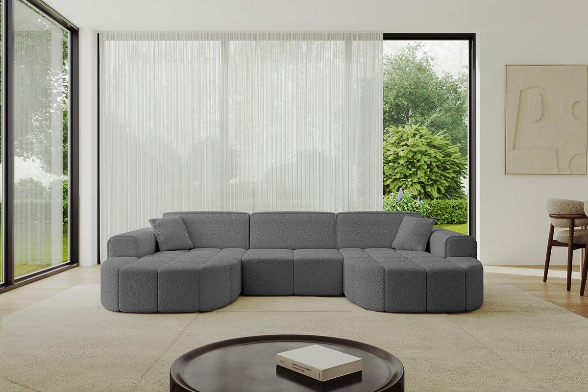 WOHNLANDSCHAFT LIVO-U1 - 315x173x79,5 cm Grau - Grau, Holzwerkstoff/Textil (315/79/173cm) - ALTDECOR
