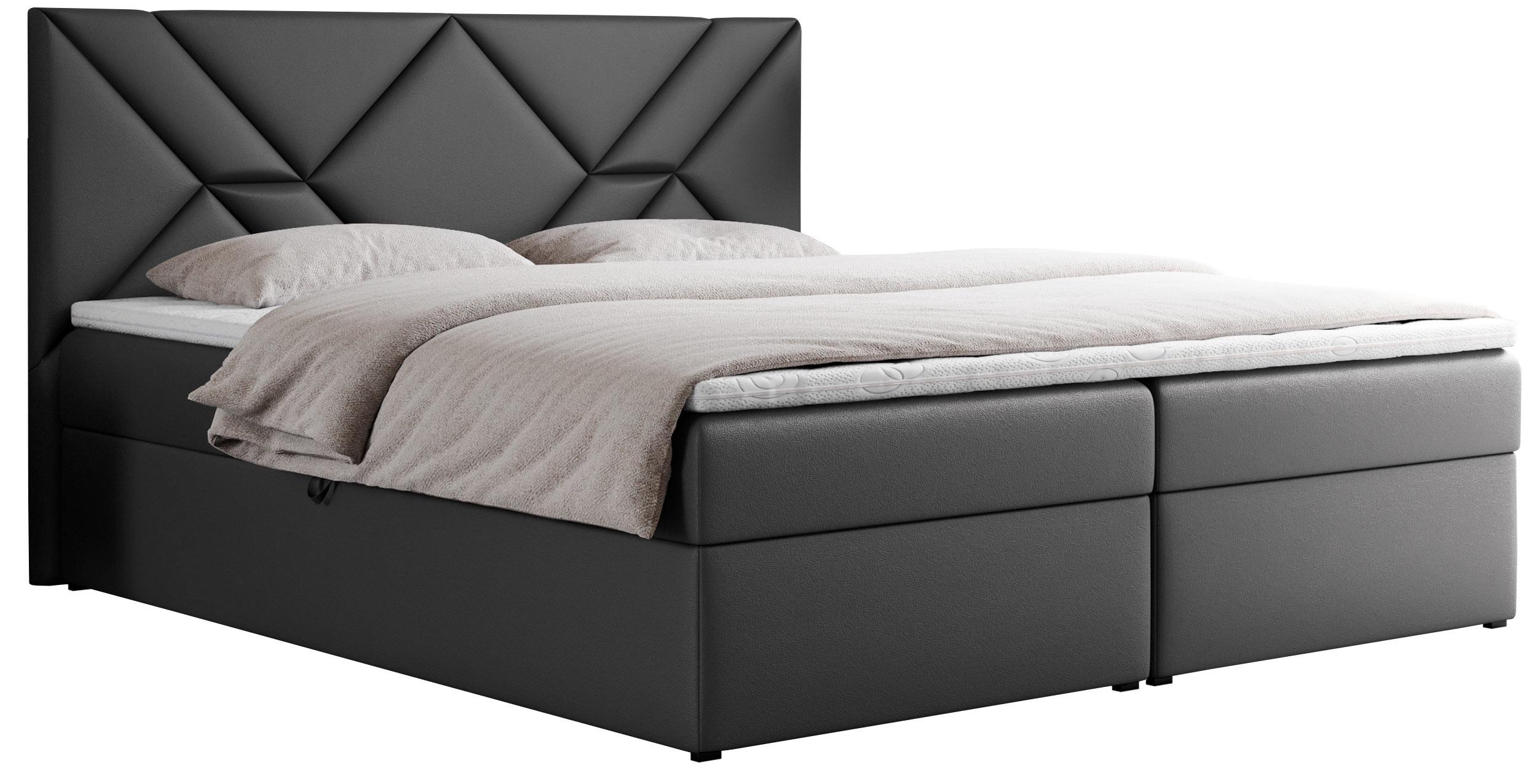 BOXBETT NEOMI 120/200 - Dunkelgrau Kunstleder - H4 - Visco - Dunkelgrau, Holz/Textil (120/200cm)