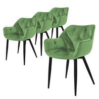 ESSZIMMERSTÜHLE 4er Set Salbei Samt - Schwarz/Grün, Metall (67/83/59cm) - ML-DESIGN