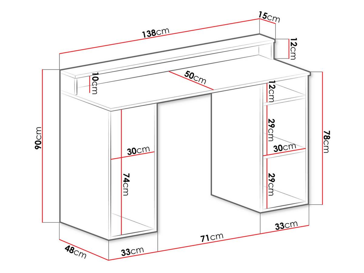 SCHREIBTISCH Gamer I - Schwarz, Holzwerkstoff (48/138/90cm) - MIRJAN24