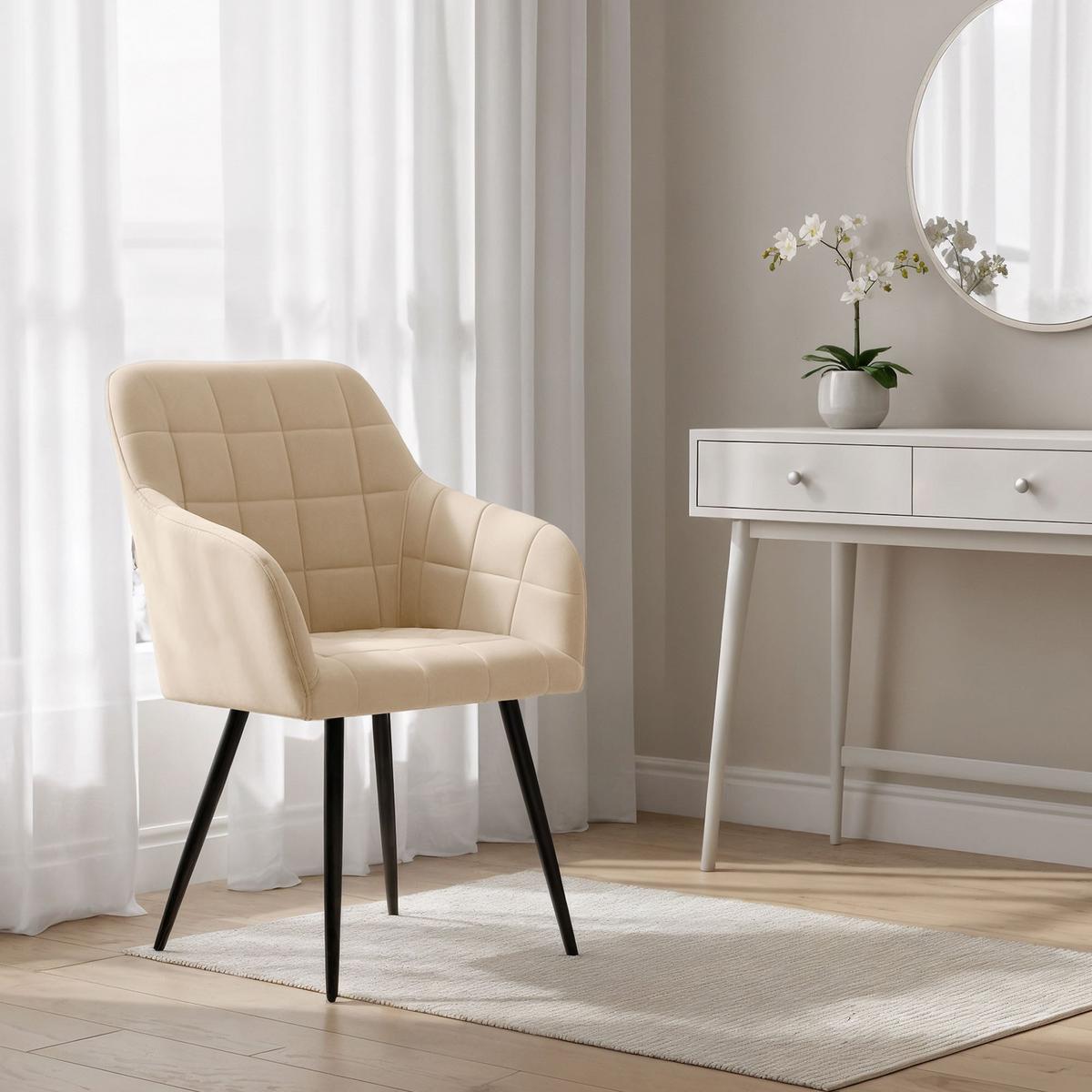 POLSTERSTUHL 4er Set, Metallbeine Beige, Schwarz 54/82/58 - Beige/Schwarz, Textil (54/82/51cm) - RAUMHIRSCH FURNITURE