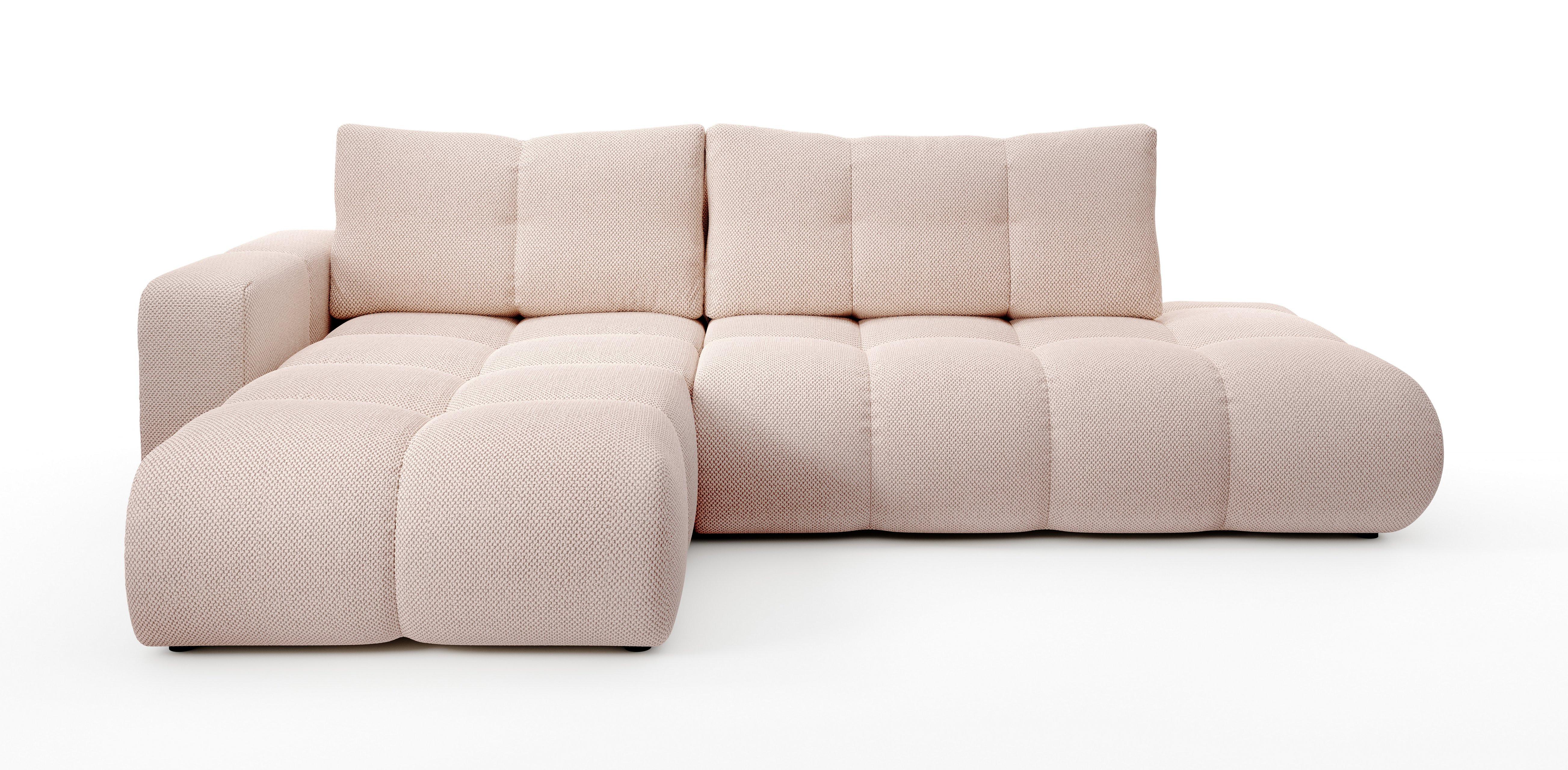 ECKSOFA DUCA L-S Orange Jersey mit Schlaffunktion - Altrosa, Holz (266.5/266.5cm) - MASSENO