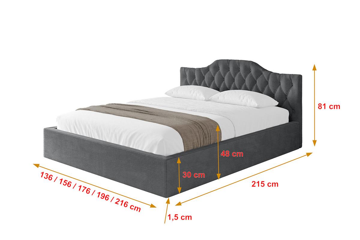 POLSTERBETT mit Bettkasten und Lattenrost, Boxbett ohne Matratze - FALIO-V1 120x200 Dunkelgrau - Anthrazit, Holzwerkstoff/Textil (120/200cm) - ALTDECOR