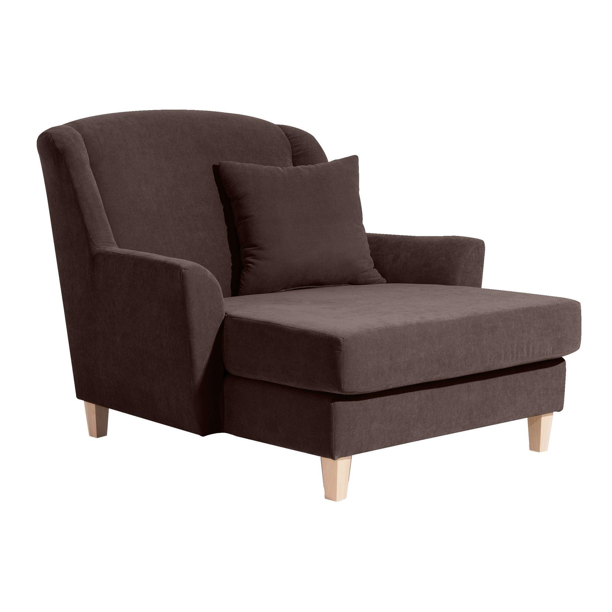 SESSEL XXL Karil Bezug Veloursstoff Buche natur / braun - Braun, Kunststoff (136/107/142cm) - 58aufmkessel