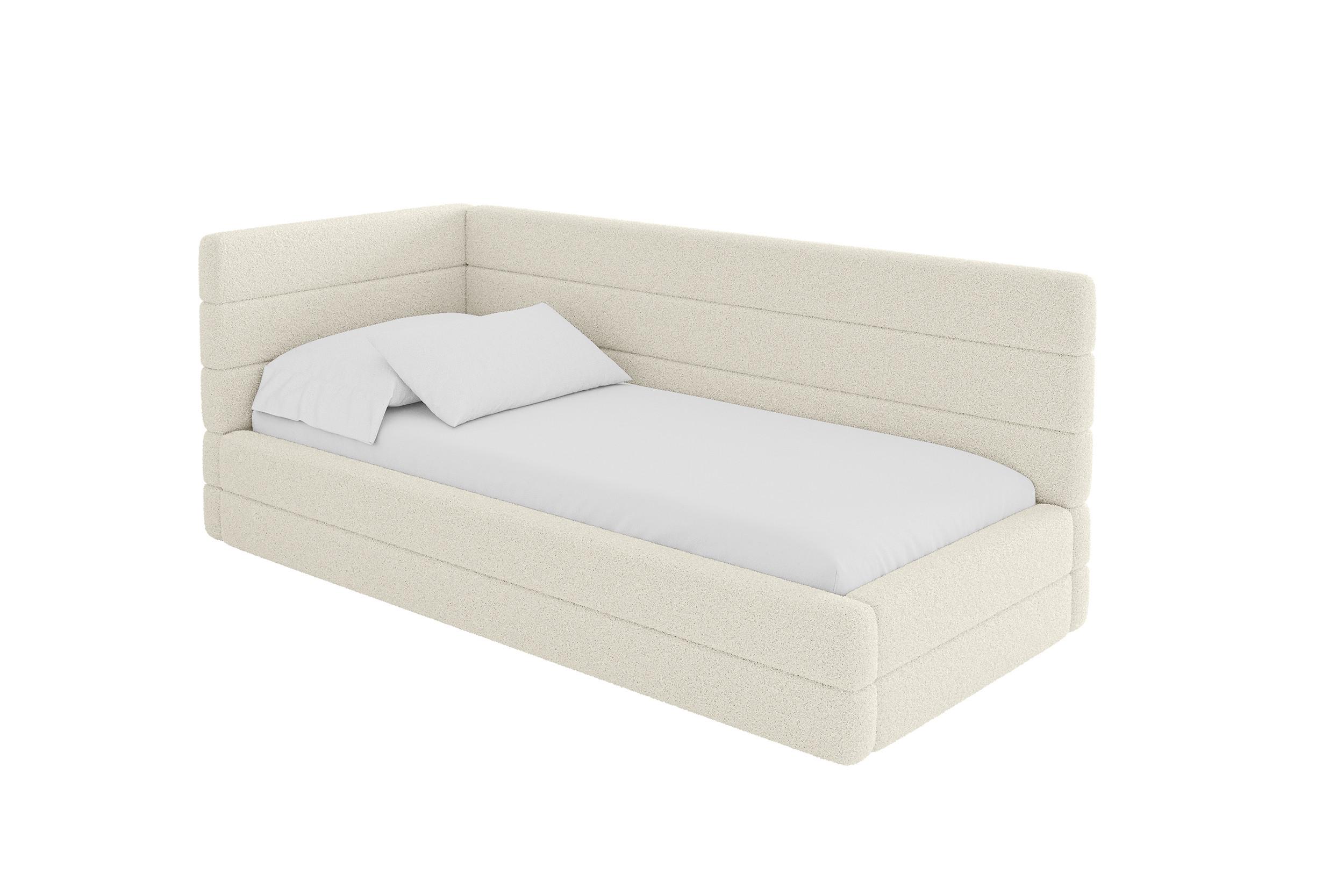 EINZELLBETT Jugendbett mit Bettkasten, Rechts - BEMY 100x200 Beige - Perlmutt, Holzwerkstoff/Textil (100/200cm) - ALTDECOR