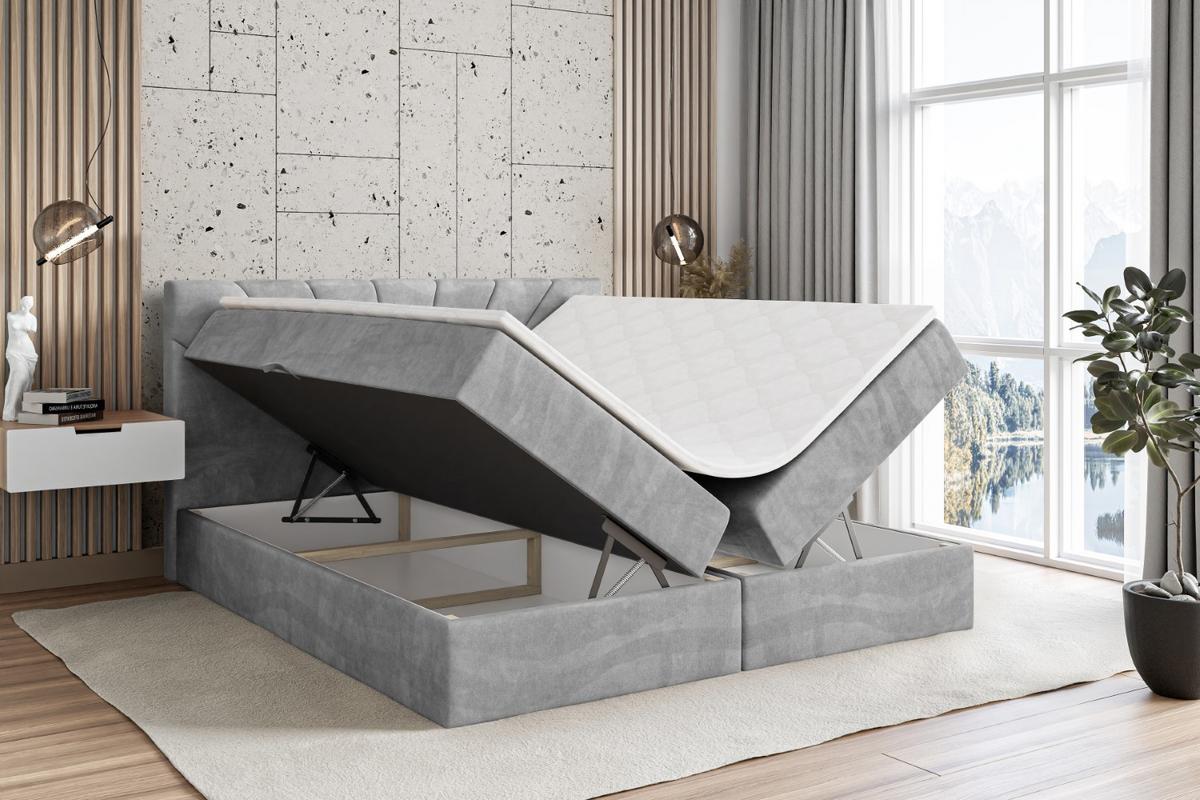 BOXBETT mit Matratze H3 und Lattenrost - MILTIO - 140x200 cm Hellgrau - Hellgrau, Holzwerkstoff (140/200cm) - ALTDECOR