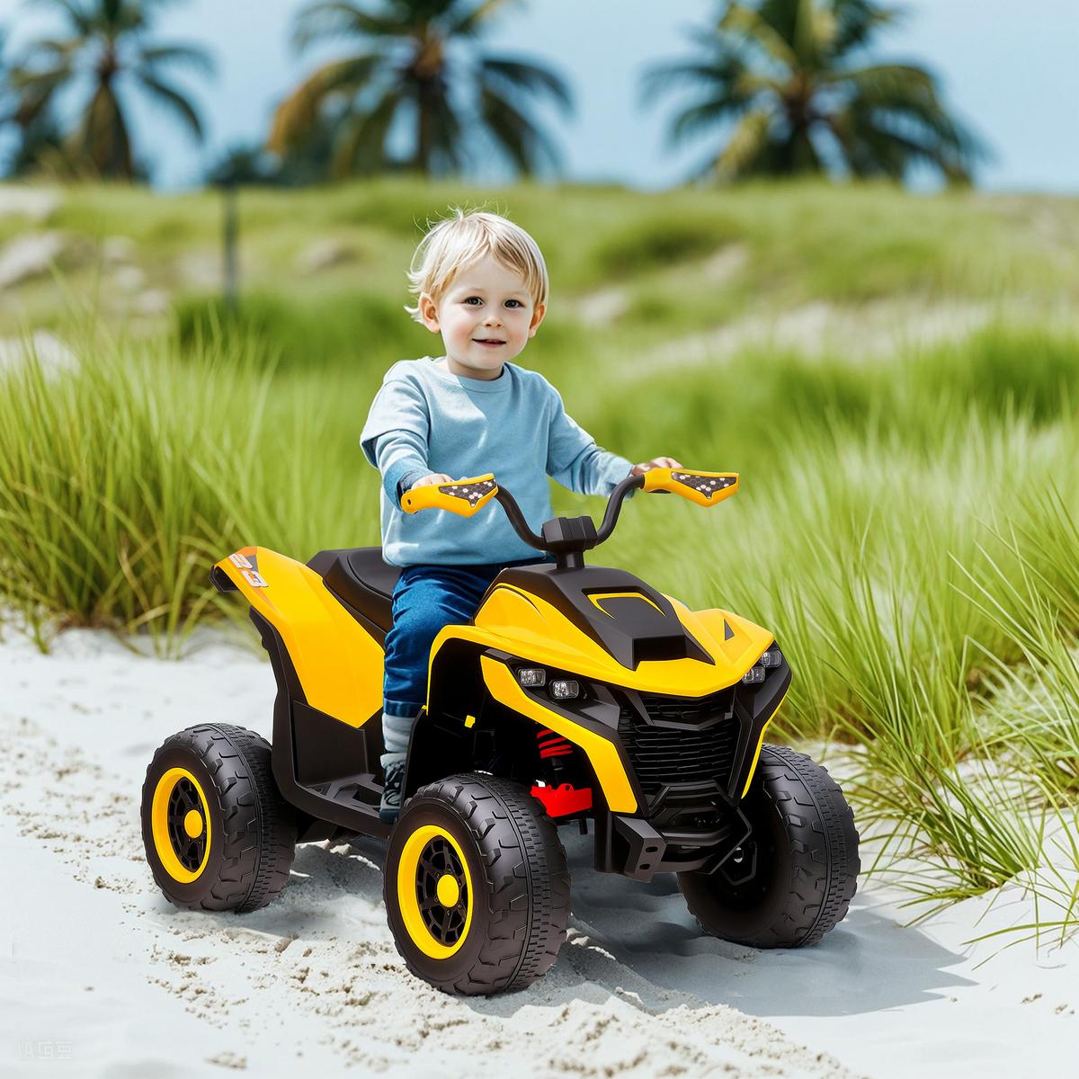 ELEKTRO Quad für Kinder 12V Elektro Kinderquad mit 2 Motor, 3-6km/h, Gelb - Gelb, Kunststoff (109/69/75cm) - AIYAPLAY
