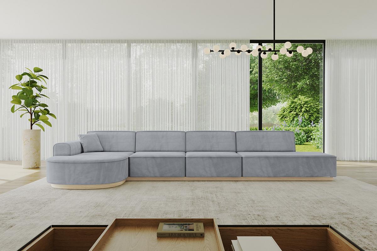 ECKSOFA Ottomane Links ARRIO-L3 - 413x171x83 cm Hellgrau - Grau, Holzwerkstoff/Textil (413/171cm) - ALTDECOR