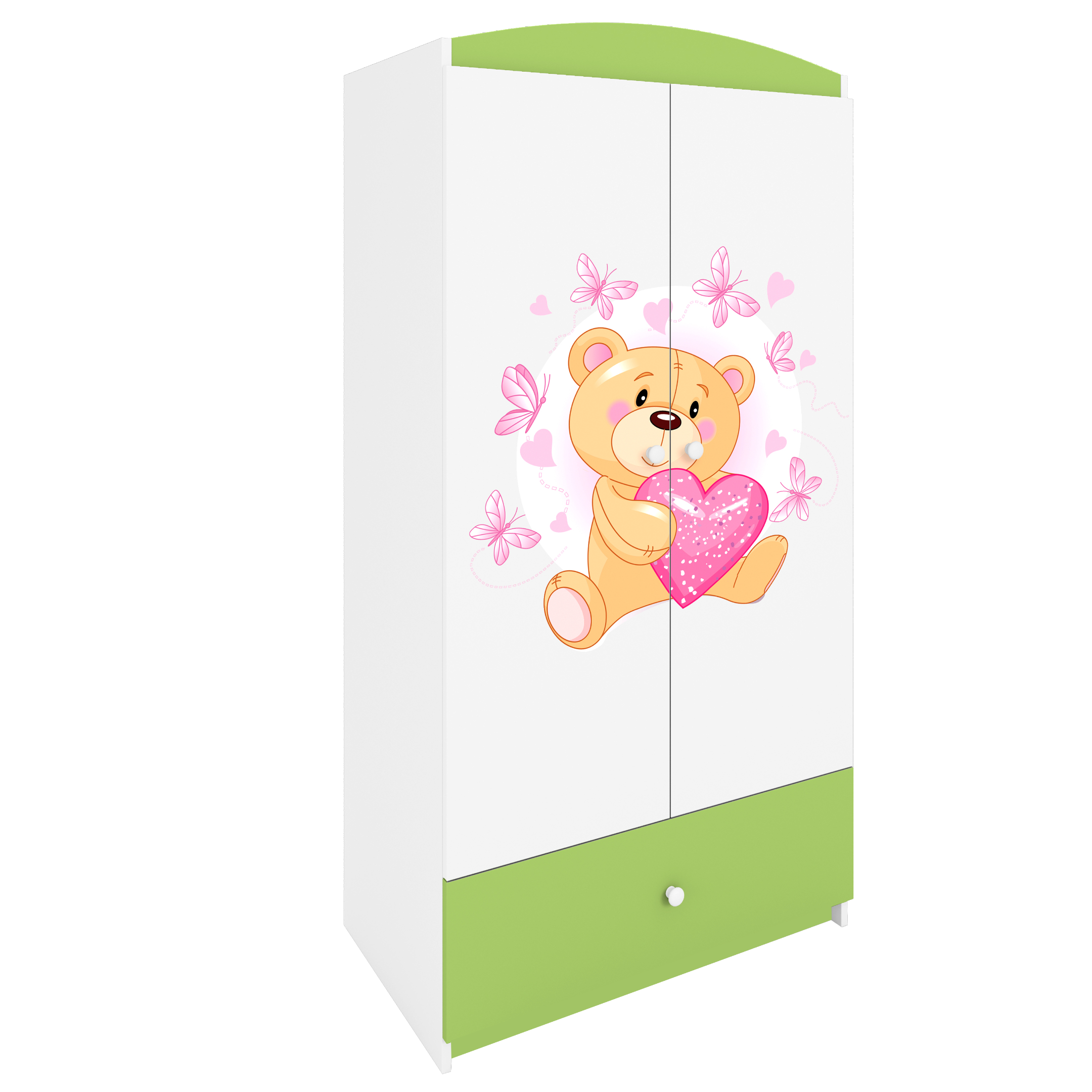 KINDERKLEIDERSCHRANK Teddybär I - Grün, Holzwerkstoff (90/175/52cm) - RAUMHIRSCH FURNITURE
