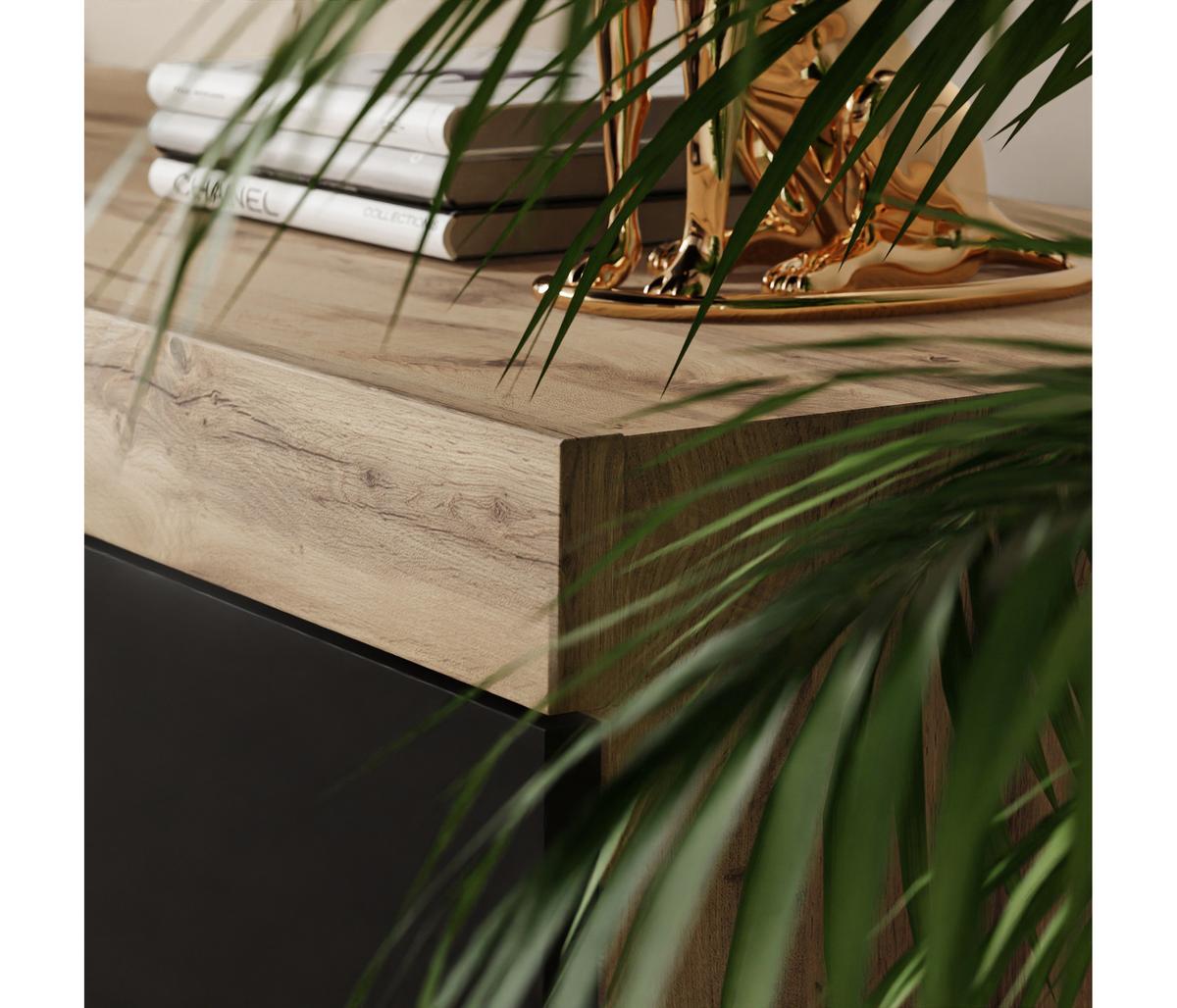 TV-SCHRANK YOSHI II 170/42/52 cm Wotan Eiche / Schwarz - Naturfarben, Holzwerkstoff/Kunststoff (170/52/42cm) - Lookway
