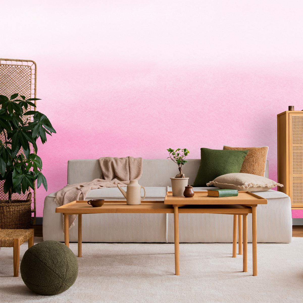 FOTOTAPETE für Schlafzimmer Ombré in Rosatönen Pastell 150x105 - Rosa/Weiß, Papier (150/105cm) - Muralo