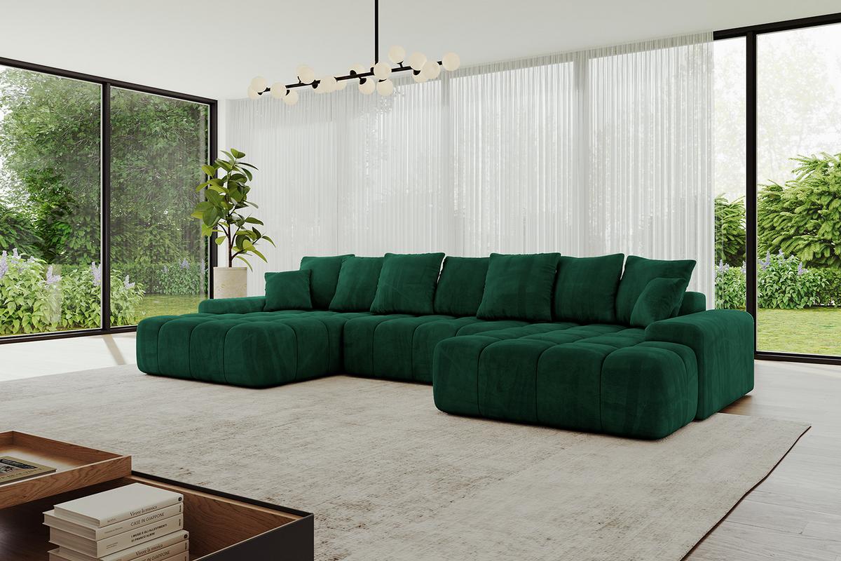 WOHNLANDSCHAFT ENSI-U - 353x164x69 cm Dunkelgrün - Dunkelgrün, Holzwerkstoff/Kunststoff (357/69/164cm) - ALTDECOR