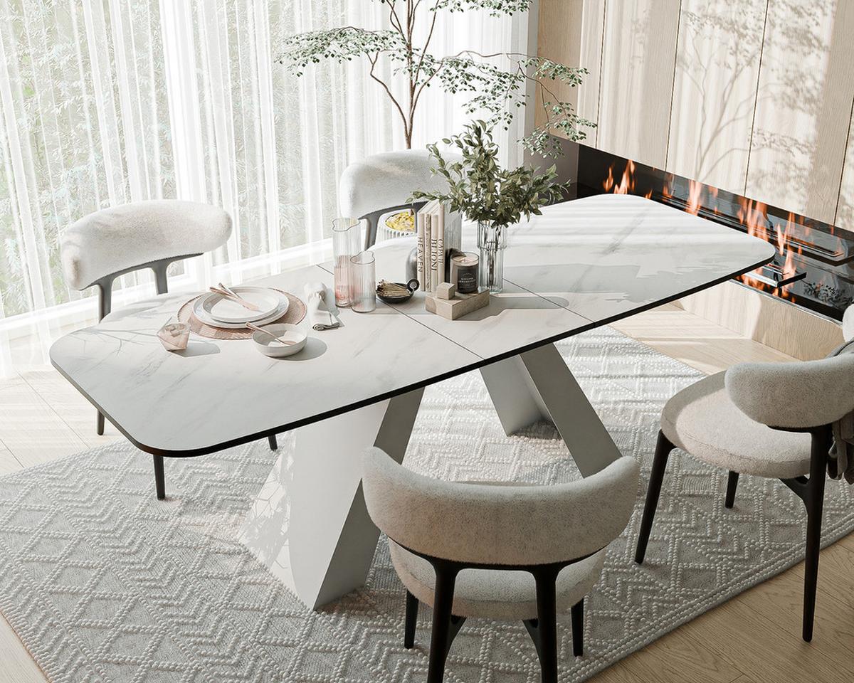 AUSZIEHTISCH ZENITH 180/90/76 cm mit Metallgestell, Weiß / Bianco - Perlmutt/Weiß, Holzwerkstoff/Metall (90/180/76cm) - Idohome