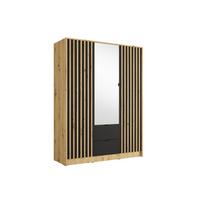 KLEIDERSCHRANK Eiche Artisan, Onyx Schwarz 151/201/55 - Eiche Artisan, Holzwerkstoff (151/201/55cm) - RAUMHIRSCH FURNITURE
