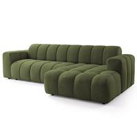 ECKSOFA SETIA Olivgrün Strukturstoff mit Schlaffunktion - Olivgrün, Holz (304/165cm) - MASSENO