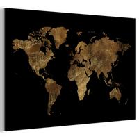 METALLBILD Weltkarte - Gold - Luxus - Erde - Schwarz 30x20 cm - Goldfarben, Metall (30/20cm) - MuchoWow